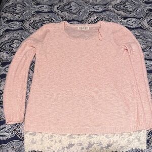 Pink Lace Hem Women's Sweater